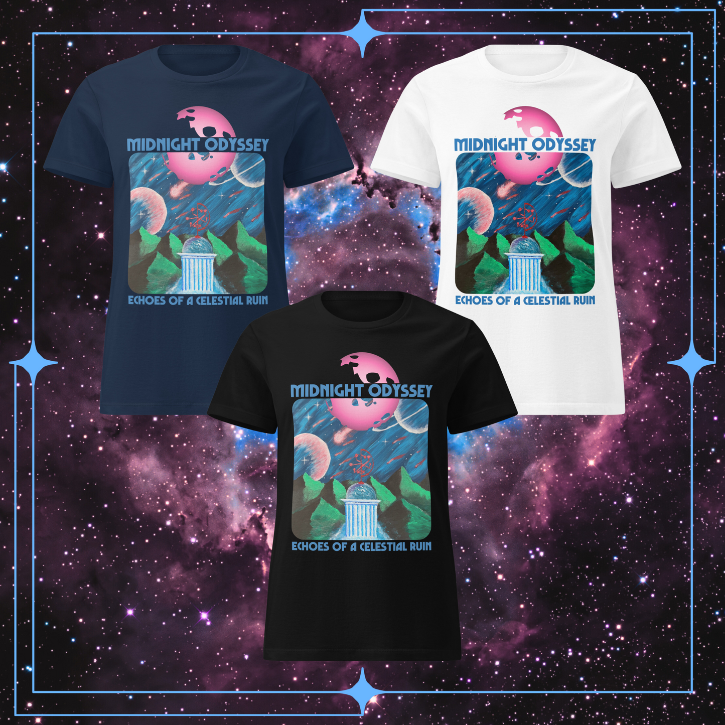 Midnight Odyssey - Space Ambient Series: Echoes of a Celestial Ruin Women’s Softstyle T-Shirt