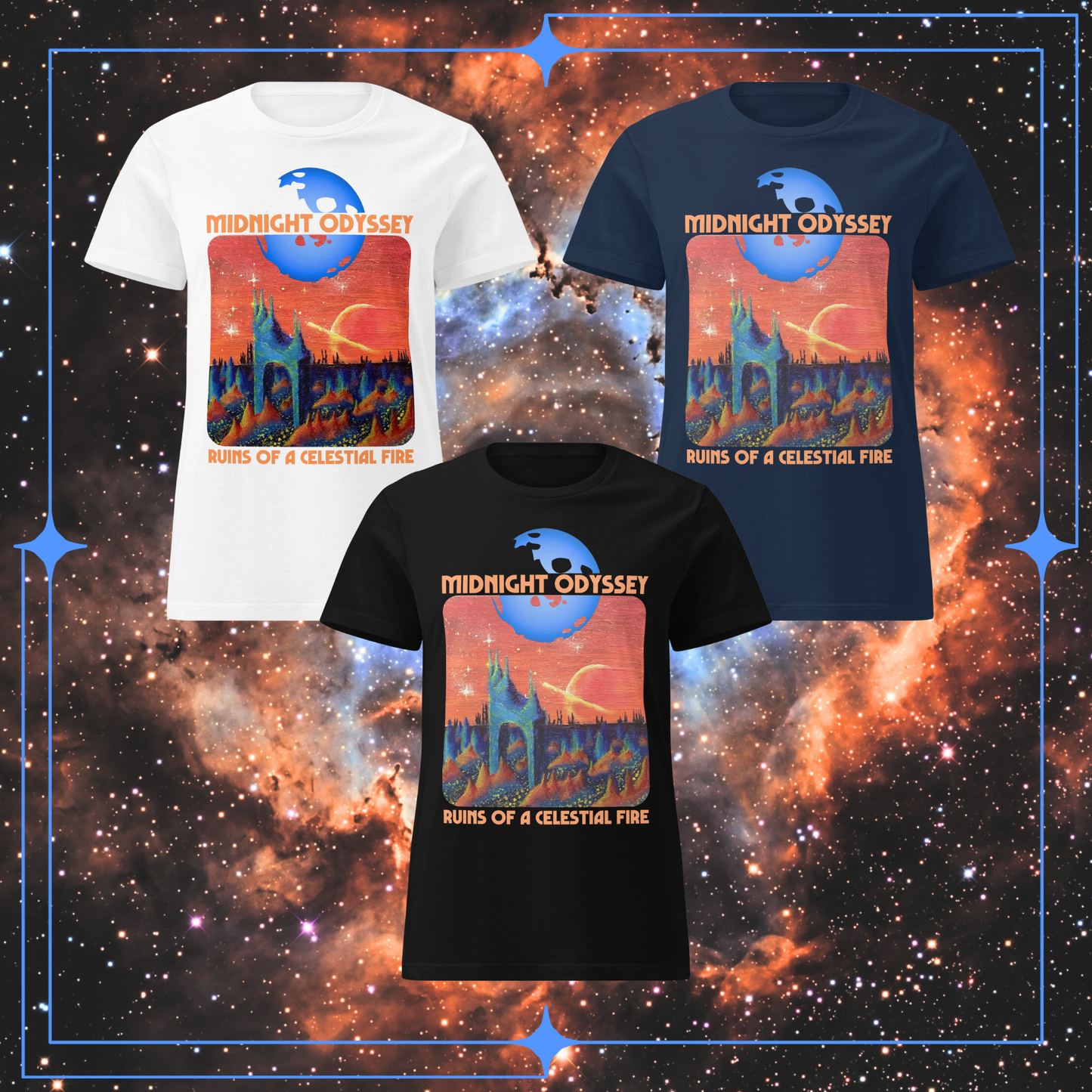 Midnight Odyssey - Space Ambient Series: Ruins of a Celestial Fire Women’s Softstyle T-Shirt
