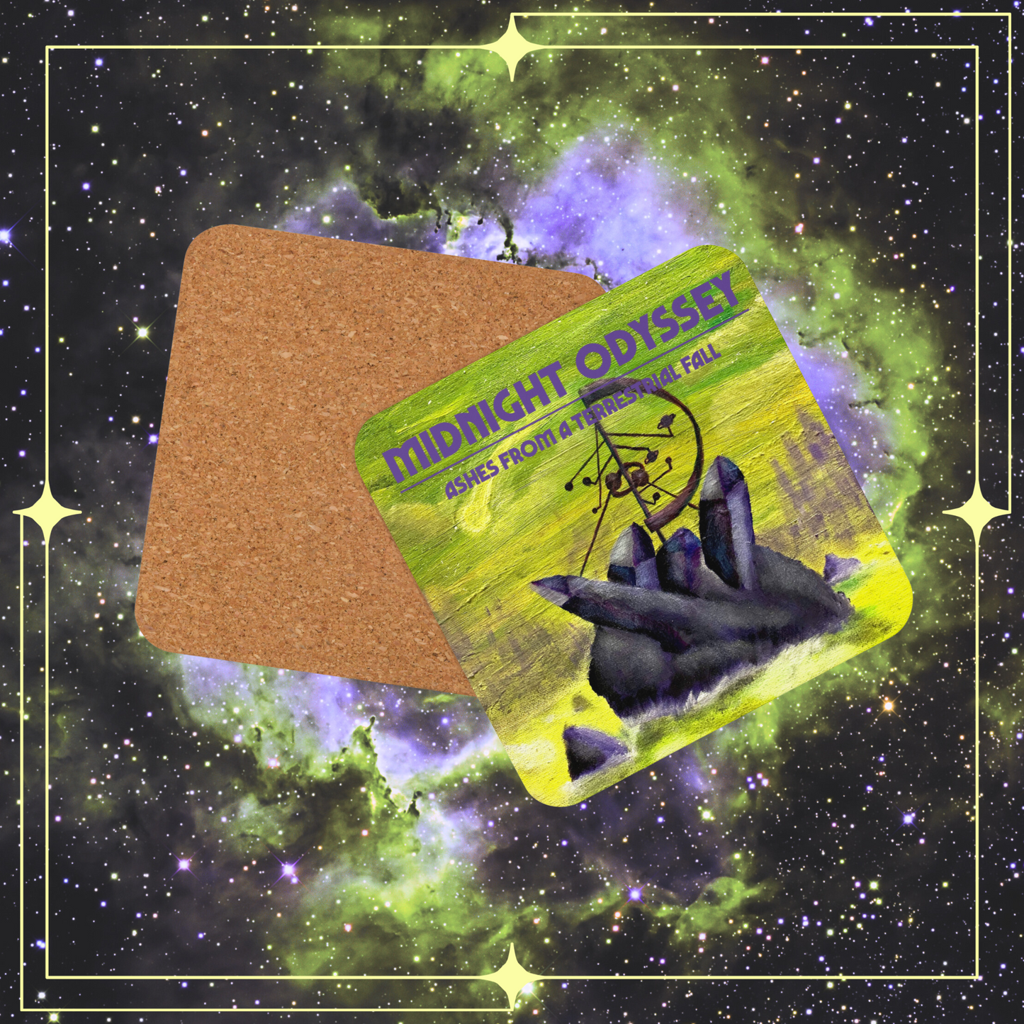Midnight Odyssey - Space Ambient Series: Ashes from a Terrestrial Fall Cork-Backed Coaster