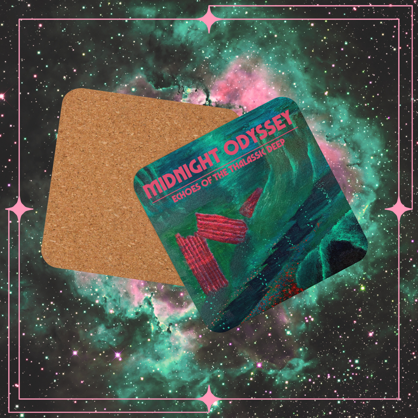 Midnight Odyssey - Space Ambient Series: Echoes of the Thalassic Deep Cork-Backed Coaster