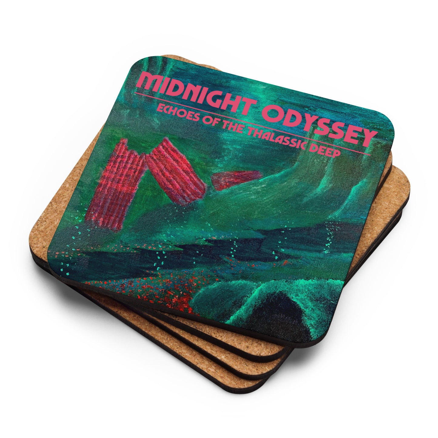 Midnight Odyssey - Space Ambient Series: Echoes of the Thalassic Deep Cork-Backed Coaster