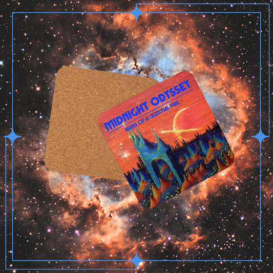 Midnight Odyssey - Space Ambient Series: Ruins of a Celestial Fire Cork-Backed Coaster