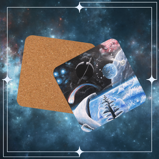 Shards of Silver Fade Cork-Backed Coaster