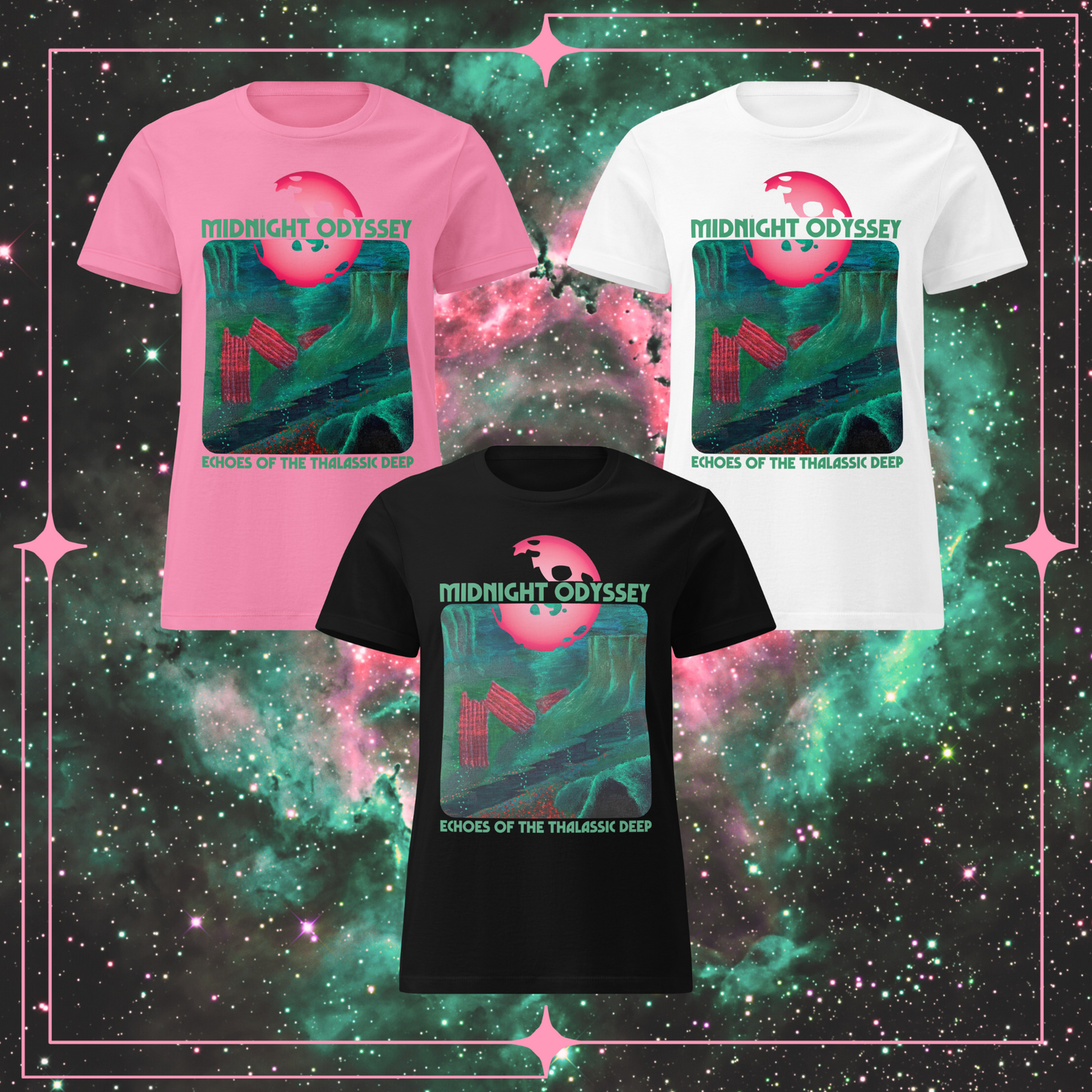 Midnight Odyssey - Space Ambient Series: Echoes of the Thalassic Deep Women’s Softstyle T-Shirt